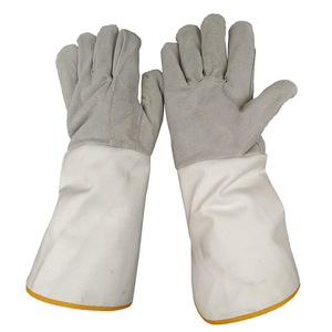 Gants de soudage pleine longueur en cuir de vachette double couche résistants à la chaleur pour le soudage électrique de type électrode - Product Image 1