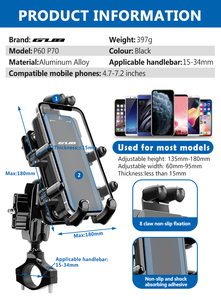 Gub P60 Schokabsorpt Aangepaste Motorfiets Telefoon Moto Ondersteuning Fiets Stuur Stand Mount Scooter Motor Fiets Telefoon Houder - Product Image 2