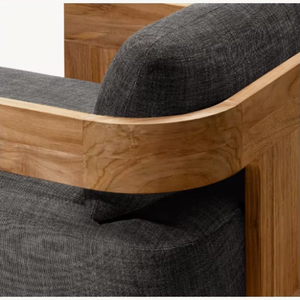 Tumbona de teca escandinava moderna, cojines de esponja de olefina, resistente a los rayos UV, duradero, respetuoso con el medio ambiente, parte trasera sólida para Hotel Villa al aire libre - Product Image 4