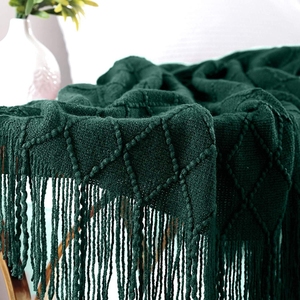 Coperte in Maglia <span class=keywords><strong>Verde</strong></span> Stile Nordico per Divano, Camera da Letto e Ufficio, Morbide e Calde con Nappe - Product Image 4
