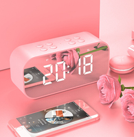Speaker Mini Portabel Nirkabel Stereo AFK dengan Fungsi Jam Alarm Speaker Bluetooth BT Cermin Speaker Subwoofer