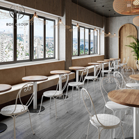 Table en bois massif personnalisé et ensemble de chaises en métal meubles de restaurant en gros pour café et café application de salle à manger