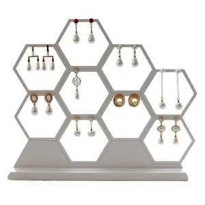 Retro houten honingraat sieraden display stand hanger oorbellen ketting sieraden opslag plank schieten props
