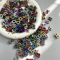 Perles de lettres colorées électroplaquées 9x12mm, lot en vrac et perles en vrac en gros pour la fabrication de bijoux et l'artisanat DIY