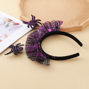 Diadema de Halloween 2026, Nueva, Morada y Negra, con Telaraña Hecha a Mano, Elementos Festivos, Estilo Oscuro, Divertida, Accesorio para Disfraces de Fiesta - Product Image 3