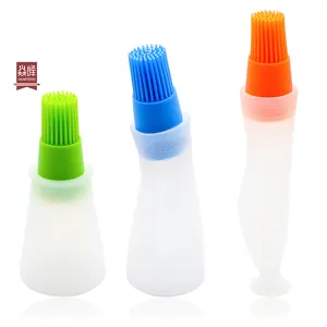 1pc Random Color Silicone Oil Bottle With Brush, Daily Oil Dispenser Bottle  With Barbecue Brush For Kitchen