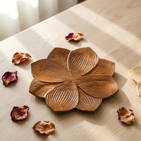Plateau en bois en forme de lotus, plateau de service haut de gamme, assiette à fruits, plat à pâtisserie classique, bol à noix et à collations pour hôtels