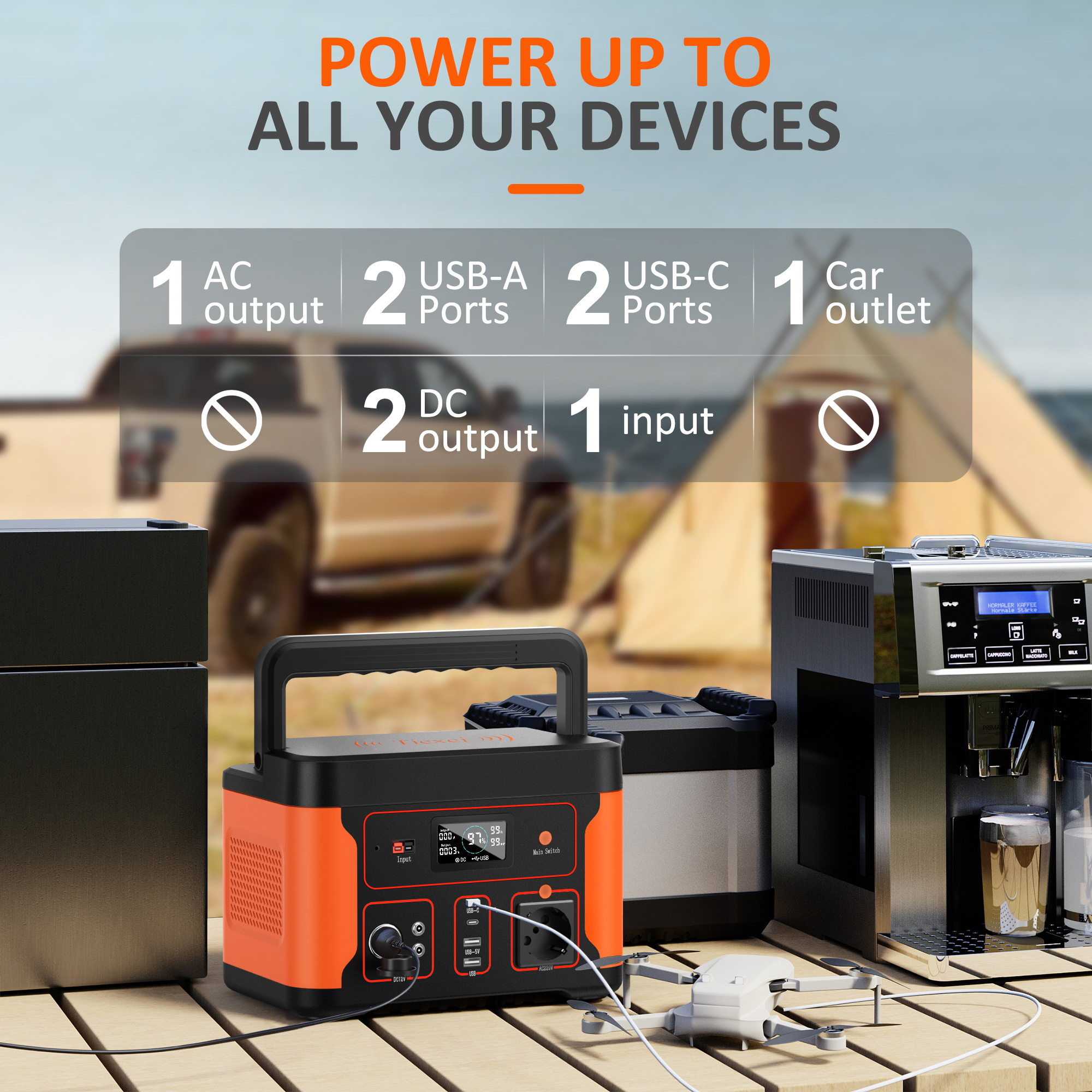 Station électrique Portable Laurel 600 - Batterie LiFePO4 512Wh - Onduleur 600W