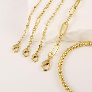 Fine Brass Jewelry Gold Plated 5pcs Elliptical Paperclip + <strong>Large</strong> Gold <strong>Beads</strong> Copper <strong>Bracelet</strong> 17+3CM Chain Link <strong>Bracelet</strong> - Product Image 5