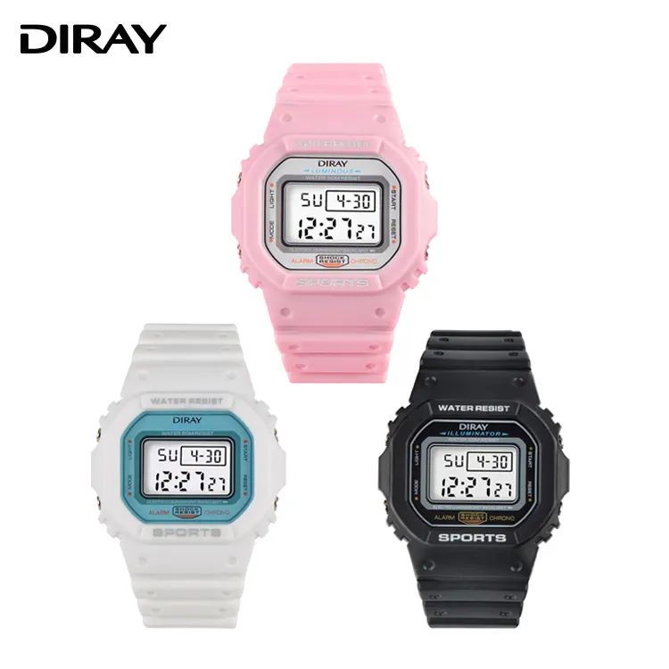 DIRAY 2023 Analog Digital Wrist Watch Men and Women Sports Waterproof Luminous Alarm cheap Digital Watches For Women