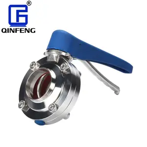 QINFENG Sanitary Stainless Steel Plastic Multi Position Handle Welded Manual Butterfly Valve For Food And Beverage