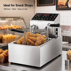 Freidora Eléctrica Automática de Sobremesa de 8L con Elevación Automática, 3.5KW, Acero Inoxidable, Doble Cesta, para Restaurantes, Suministro Integral - Product Image 5