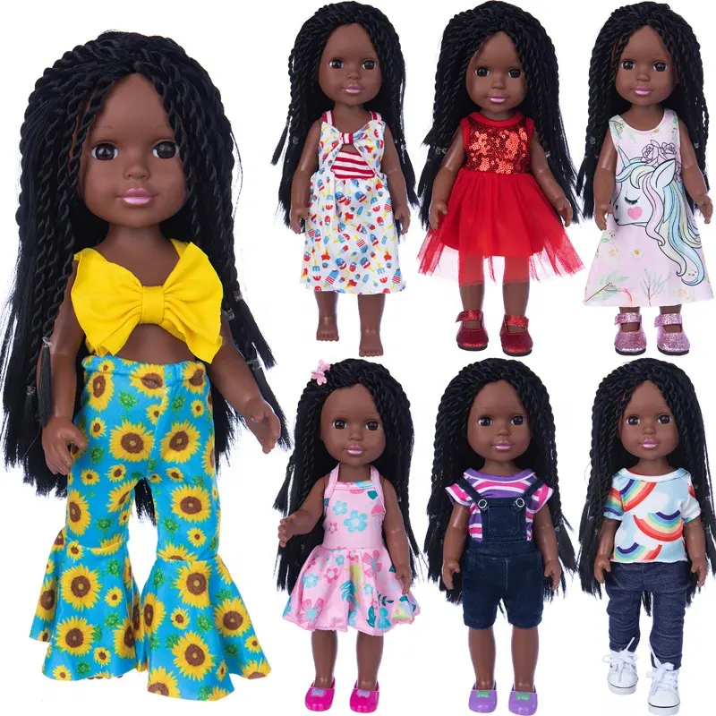Muñeca negra africana personalizada, producto barato, 14,5 pulgadas