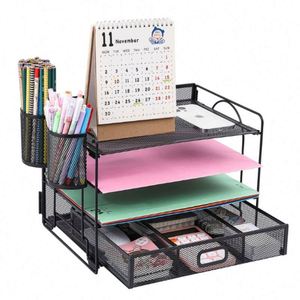 Metal Mesh Office Paper Organizer with <b>File</b> Holder for Desk 4 Tier Letter Tray Office Desk Organizers and Accessories - Product Image 1