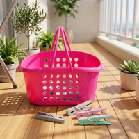 Panier de rangement moderne en PP écologique, ajouré, design dessin animé, durable et empilable pour vêtements, linge et salle de bain