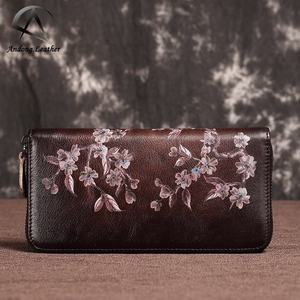Long Wallet Purse for Women Girls Genuine Cow Leather Fashion Retro Zipper <b>Clutch</b> Bags Multifunction Casual High - Product Image 1