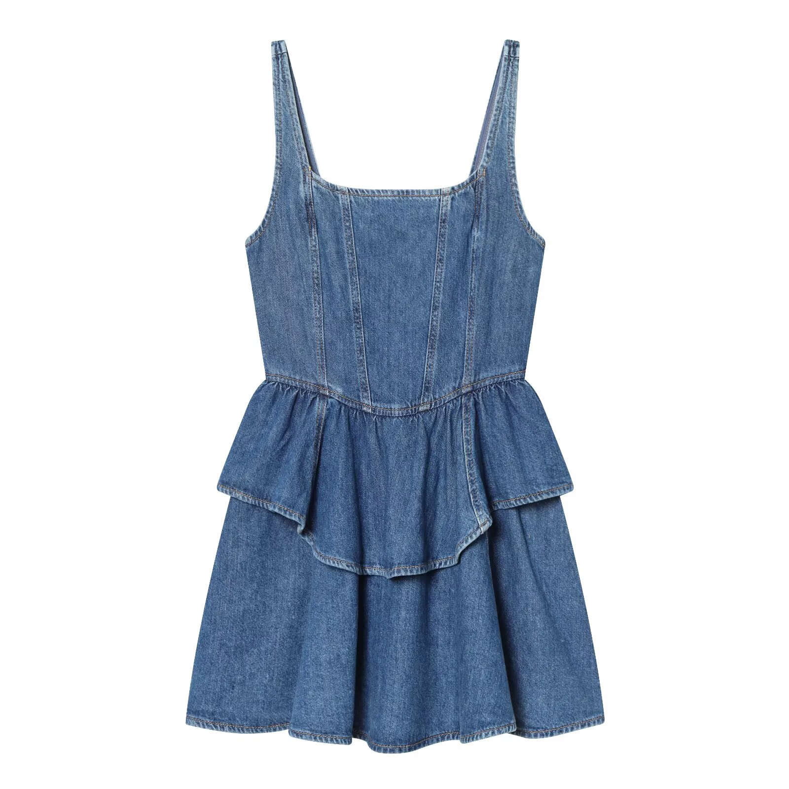 Buy In Bulk Jean Flare Dress O-Neck & Flare Sleeves | Alibaba.com