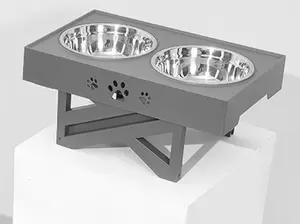 Wholesale Luxury Foldable Adjustable Height Elevated Non-Slip 2 Stainless Steel Dog Bowls Pet Bowl With Stand For Food And Water