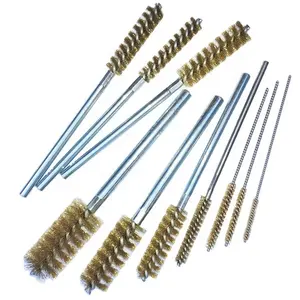 Brass wire hard handle polishing/derusting pipe brush twisted washing wire brush
