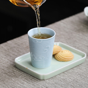 Nouvelle tasse en porcelaine de style chinois avec motif ondulé en relief pour le thé de l'après-midi, tasse en céramique pour la maison - Product Image 5