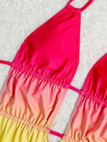 Maillot de bain monokini pour festival, fête rave et Jouvert, à dégradé néon, avec découpes et liens ajustables sur les côtés, vêtement de plage, logo personnalisé OEM, vente en gros