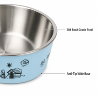 Bol double moderne en acier inoxydable 304 pour animaux de compagnie, design séparé pour nourriture et eau, pour chats et chiens
