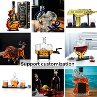 Botella de Whisky de Vidrio de Borosilicato de Alta Calidad, Personalizada y Creativa, de 150 ml y 350 ml, con Diseño Clásico de Cabeza de Lobo