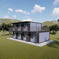 Maison préfabriquée en conteneur maritime sur mesure DXH Factory, 2 étages, 40 pieds, maison à deux étages, duplex préfabriqué avec balcon