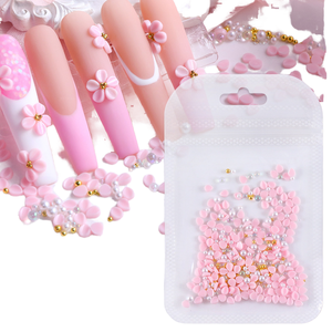 150 pièces mixte or argent acier 3D acrylique fleur ongles breloques strass perles pièces pour ongles bijoux professionnel Kawaii - Product Image 1