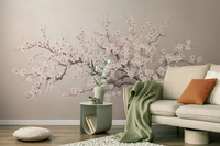 Papier peint mural photo imprimé Nature 3D Décoration murale Art Autocollant Arbre de cerisier en fleurs Papier peint mural Décoration de la maison