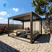 Sweet Home Umweltfreundliche Bioklimatische Aluminium-Pergola für den Außenbereich mit Motorisiertem Verstellbarem Dach, Wasserdichter Überdachung und Natürlichen Schatten