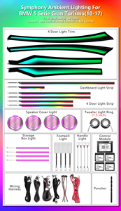 ICarsin para BMW Serie 5 <span class=keywords><strong>Gran</strong></span> <span class=keywords><strong>Turismo</strong></span> 5GT F07, Actualización de Luz Ambiental Dinámica de 64 Colores, Accesorios LED para Iluminación Interior de Automóvil - Product Image 3