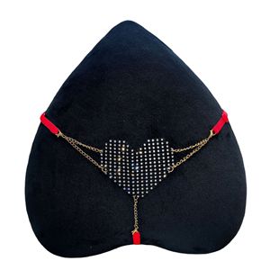 Tanga de encaje erótica con cadena de diamantes de imitación para mujer, venta al por mayor - Product Image 6