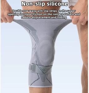 Genouillère de sport professionnelle en silicone avec stabilisateur rotulien et sangle auto-agrippante pour le soutien du ménisque et la course à pied - Product Image 5