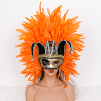 Couronne de moqueur en plumes colorées pour carnaval, masque vénitien, coiffe de costume de Mardi Gras, ornement facial en plumes pour festival, vente en gros