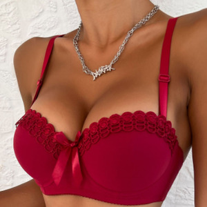 Reggiseno <span class=keywords><strong>con</strong></span> Farfalle Ricamate, <span class=keywords><strong>con</strong></span> <span class=keywords><strong>Ferretto</strong></span>, Antiscivolo, Alla Moda, Sexy, per Seno Grande, Effetto Contenitivo - Product Image 2