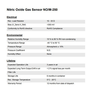 Sensor de Gas de Óxido Nítrico Membrapor NO/M-250 0-250 ppm, Carcasa Miniatura Electroquímica - Product Image 3