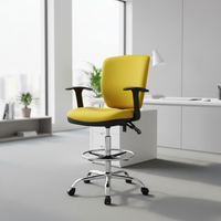 Chaise de laboratoire au design moderne, hauteur réglable, roulettes silencieuses, accoudoirs en coton doux à texture mate, matériau en nylon pour usage scolaire