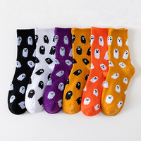 Chaussettes en coton mi-mollet tricotées pour l'hiver, motif fantôme mignon d'Halloween, absorbantes, design amusant européen et américain, AliExpress