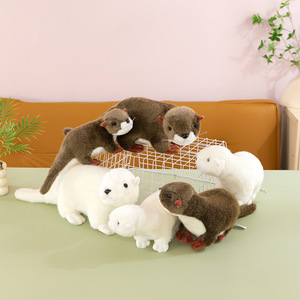Jouets en peluche super doux Otter en gros, trois tailles, blanc et marron, cadeaux et jouets anti-ennui - Product Image 3