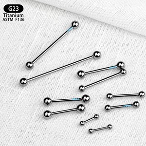 Bijoux de corps en titane G23, boucles d'oreilles à billes ASTM F136 pour piercing de langue, de téton et d'oreille, usage quotidien - Product Image 2