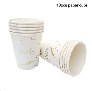 Vaisselle de l'Aï<span class=keywords><strong>d</strong></span> Vaisselle jetable musulmane en or <span class=keywords><strong>d</strong></span>éjoué Mubarak Vaisselle Ramadan Kareem Eid Tasses Serviettes Noir Umrah Mubarak Assiettes en <span class=keywords><strong>papier</strong></span> - Product Image 6