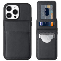 KINGSOUL Lüks Deri Kapaklı Cüzdan ve Kartlık, TPU+PC+Deri Darbeye Dayanıklı Cep Telefonu Kılıfları 14/15 Pro Max için (Ins Tarzı)