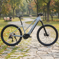 Vélo de montagne électrique 250W avec cadre en fibre de carbone, moteur brushless central, batterie lithium 720Wh pour trajets urbains (avant/arrière)