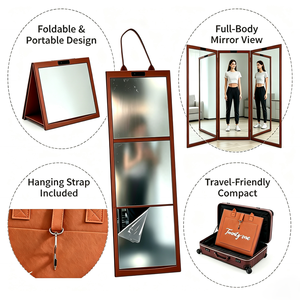 Three <b>Panel</b> Foldable Tote Bag Full Length <b>Mirror</b> Portable Hanging Full Body <b>Mirror</b> for Rental Dorm Travel - Product Image 2