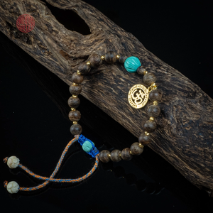 Modern Agarwood <b>Bead</b> <b>Bracelet</b> 6mm Featuring Gold Charm and Tibetan Stone Style 9 Elegant Gift Accessory - Product Image 1