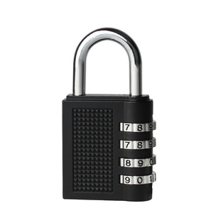 Combination Pad <b>Lock</b> Zinc Alloy 4 Digit Mechanical <b>Lock</b> For Gym Locker Doors Rectangular Black And Silver - Product Image 1