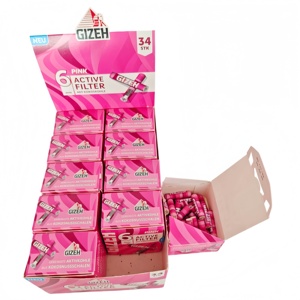 GIZEH Pink - Puntas de Filtro Activas de 6 mm con Carbón de Coco, 34 Unidades, Filtros Desechables para Cigarrillos, Rollos Slim - Product Image 5
