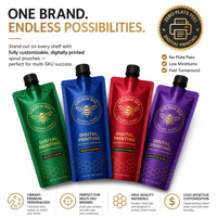 Pochettes souples personnalisées à bec verseur, anti-fuite, de qualité alimentaire, à fond stable, pour impression multi-articles, 30ml 40ml 50ml, pour les marques de gels énergétiques et de miel