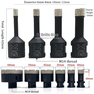 ดอกสว่าน 6 มม. Drills-King Oem <span class=keywords><strong>M14</strong></span> 5/8-11 6 มม.-130 มม. สำหรับกระเบื้อง หินแกรนิต หินอ่อน เซรามิก คอนกรีต ชุดดอกสว่านเพชรสำหรับใช้กับเครื่องเจียร - Product Image 3